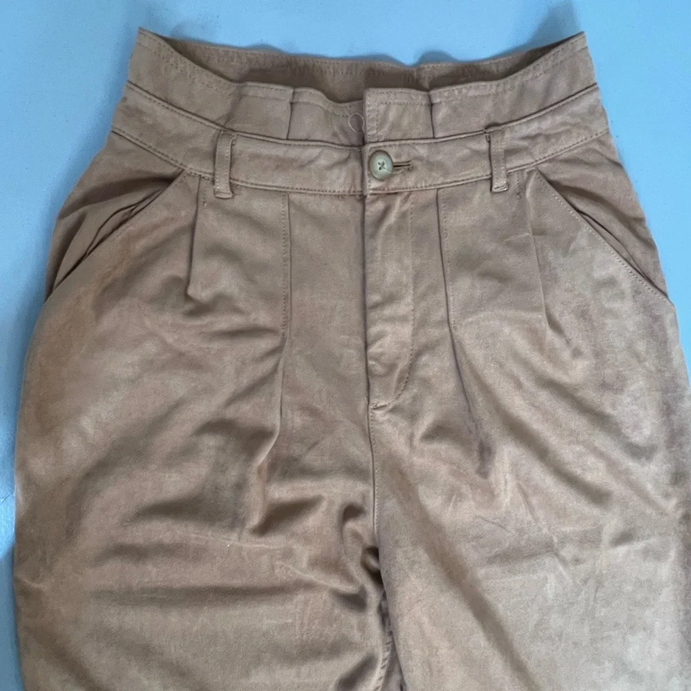 Free People Womens High Waisted Cropped Faux Suede Pants‎ Tan Brown Size 2
